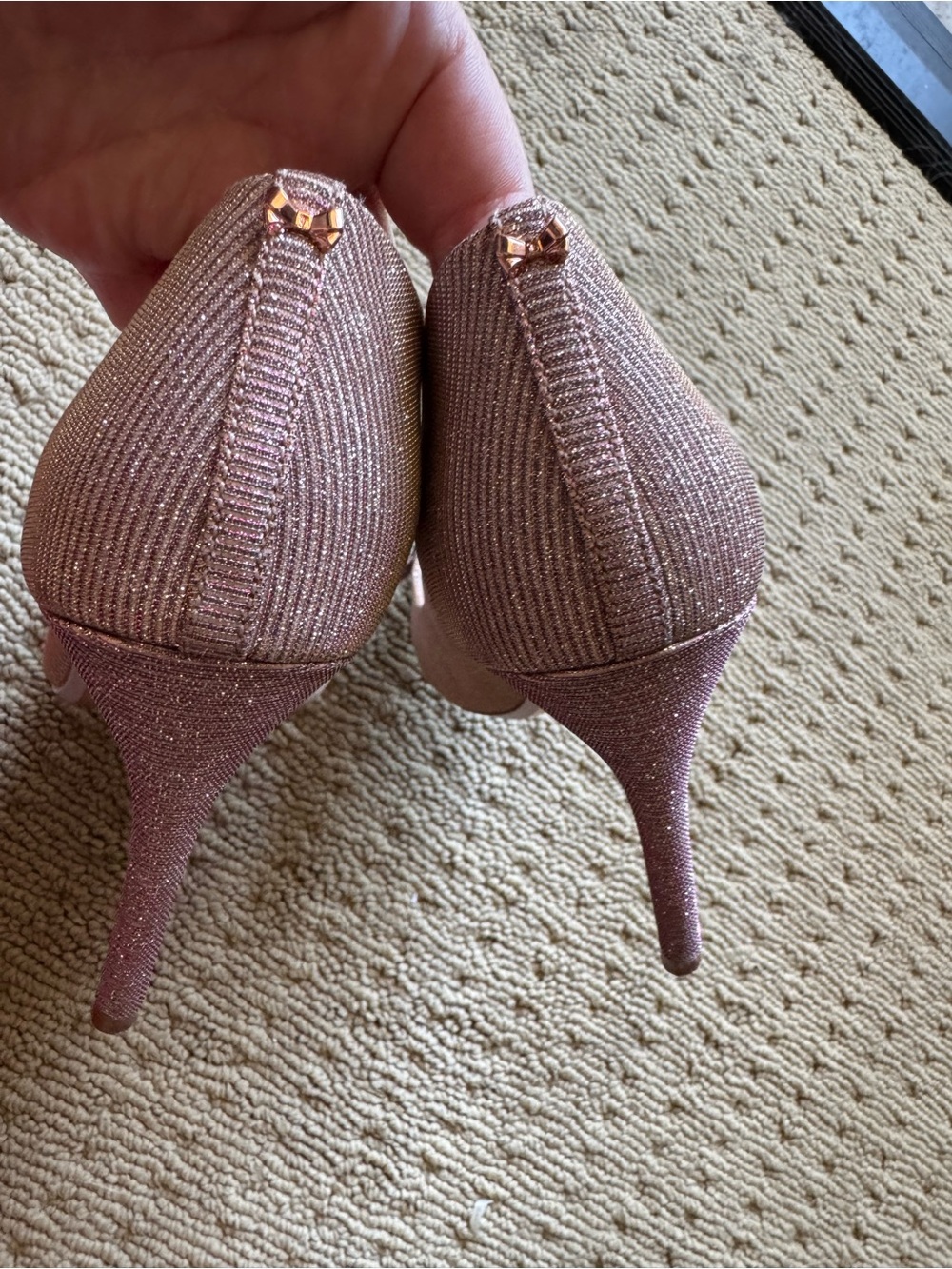 Ted Baker Precious Rose Pink Glitter Pointed Bow Pumps 36.5 - Picture 6 of 8